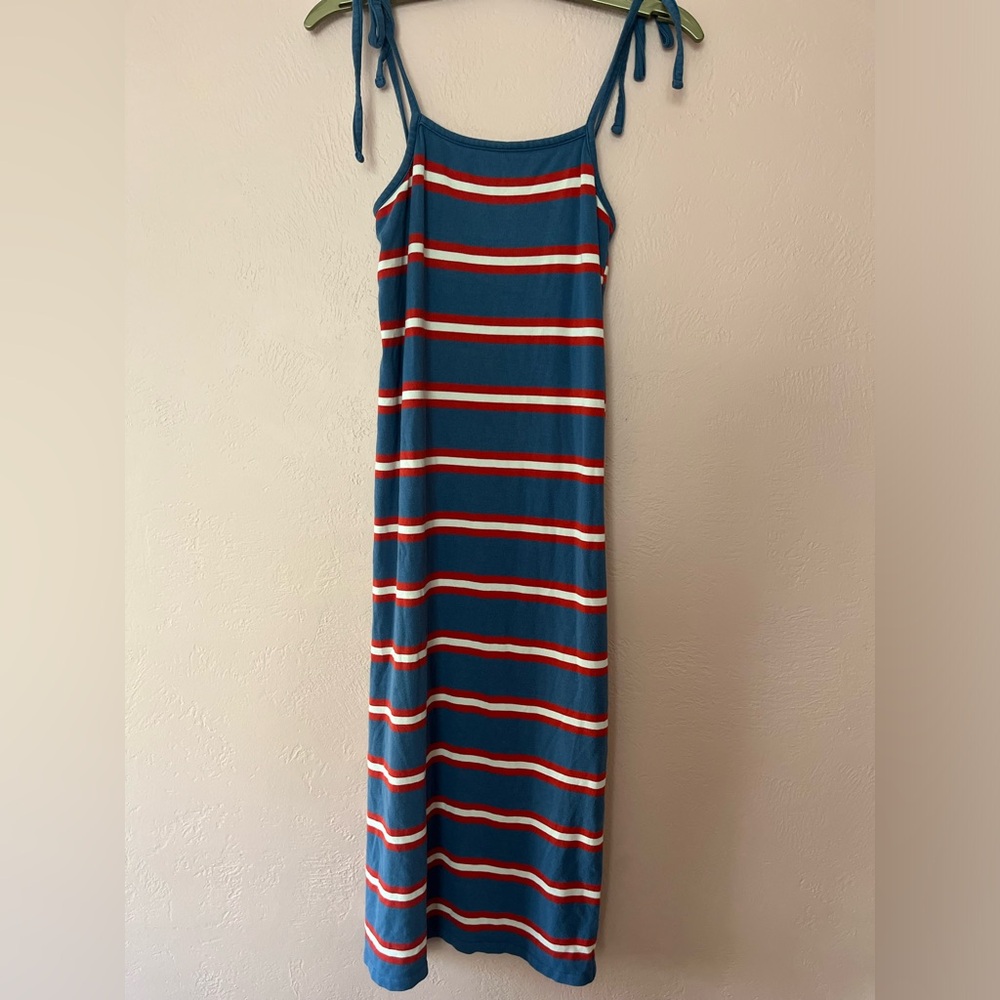 Marine Layer Women Dress XSmall S Striped Blue Red Sleeveless .